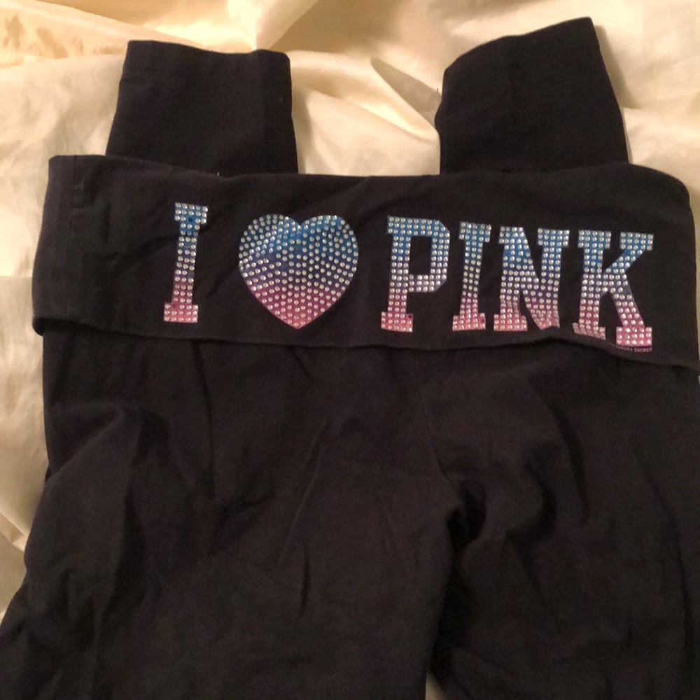 PINK Victoria’s Secret fold over yoga bedazzled